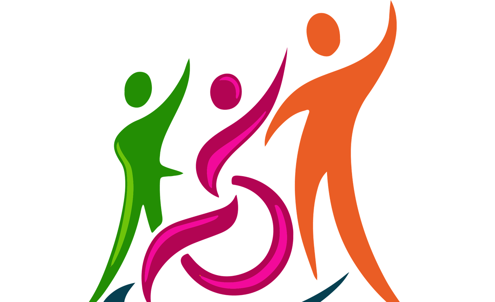 Isotipo Fundación Franco: tres figuras humanas de colores verde, magenta y naranja, junto al símbolo de accesibilidad